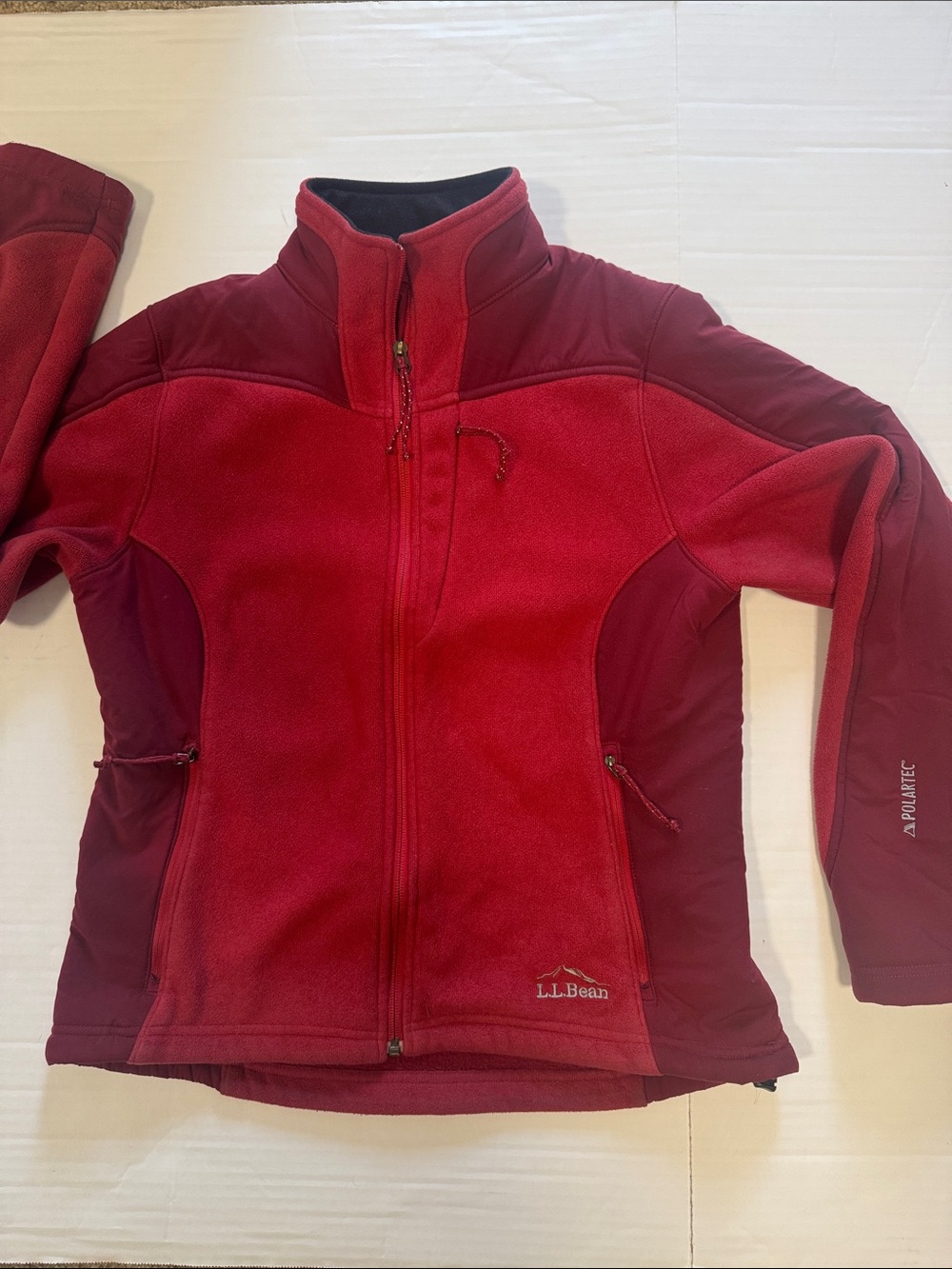 L.L. Bean Two-Tone Red Fleece Full-Zip Jacket